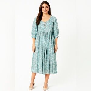 Le Bazar Coastal Stella Caftan Maxi Dress Boho Women’s Pockets Floral farmhouse